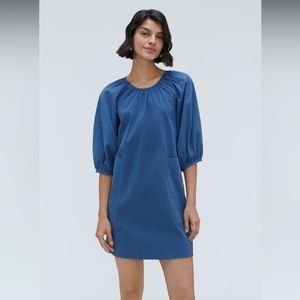 Everlane - The Seersucker Puff Sleeve Dress - Blue - Size S - NWT